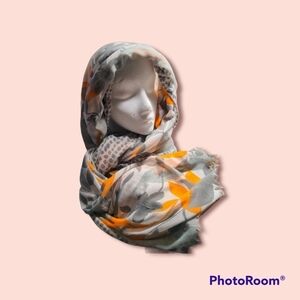 Suz & Bex 🌼 Flowers & Polka Dot Mixed Print Scarf w Silver Sequin Sparkle